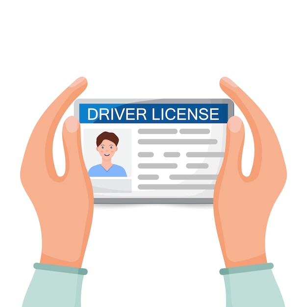 Handen houden een rijbewijs Photo ID Vector illustratie in vlakke stijl geïsoleerd