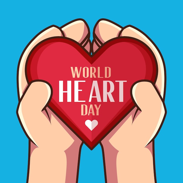 Vector handen houden een rood hart vast voor liefdadigheid ziektekostenverzekering liefde wereldhartdag