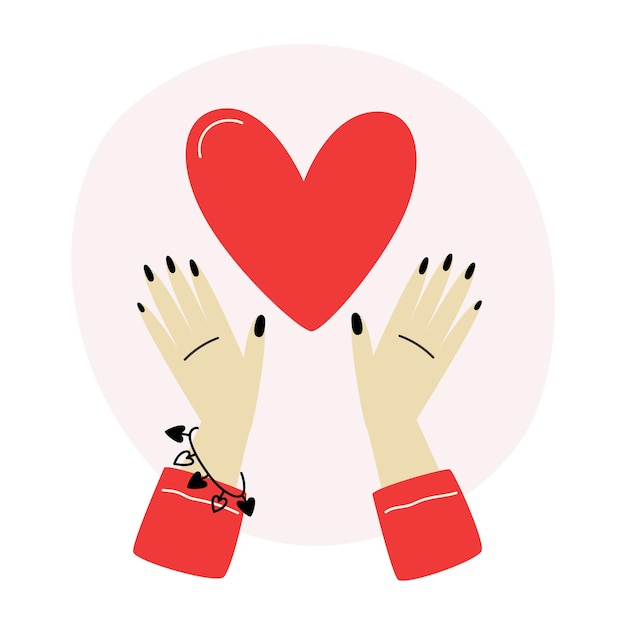 Handen met een rood hart voor Valentijnsdag.