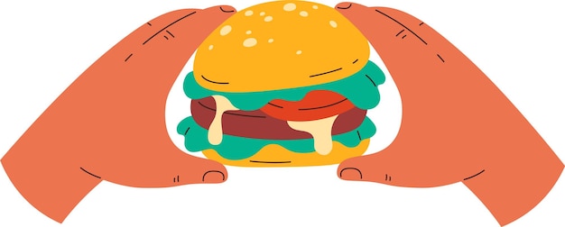 Vector handen met hamburger