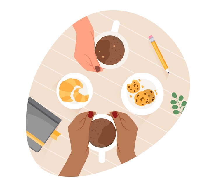 Vector handen met kopjes koffie