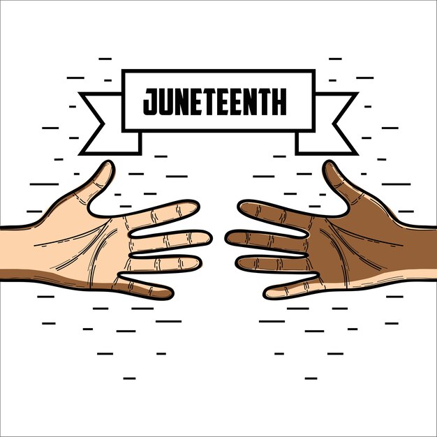 Handen met lintmassage aan juneteenth vieren