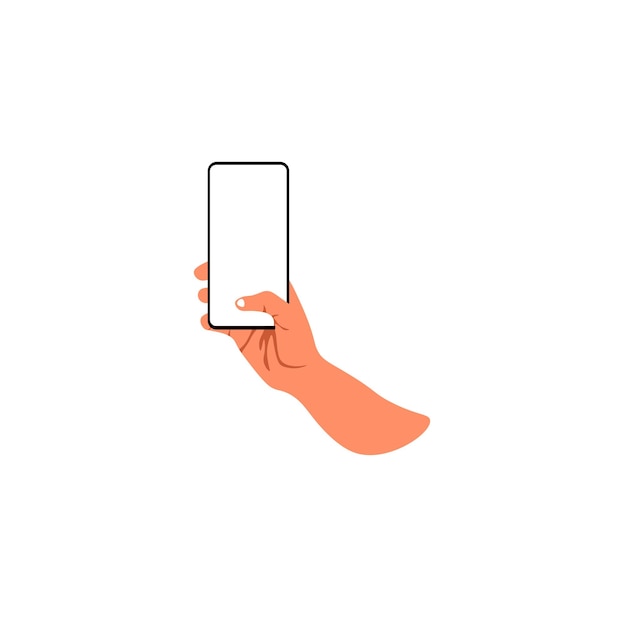 handen met smartphone met leeg scherm op witte achtergrond