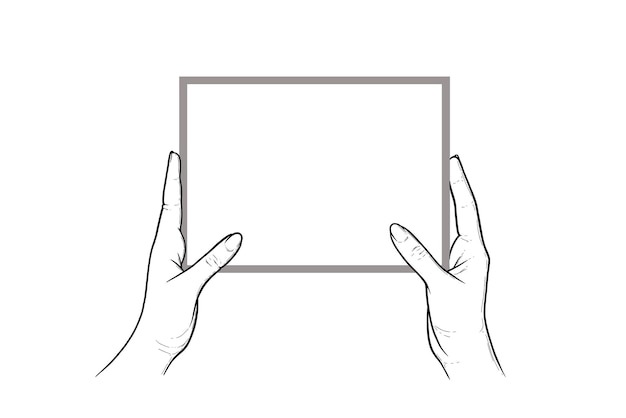 Handen met tablet met touchscreen Horizontale tablet in handen van een mens Vectorillustratie