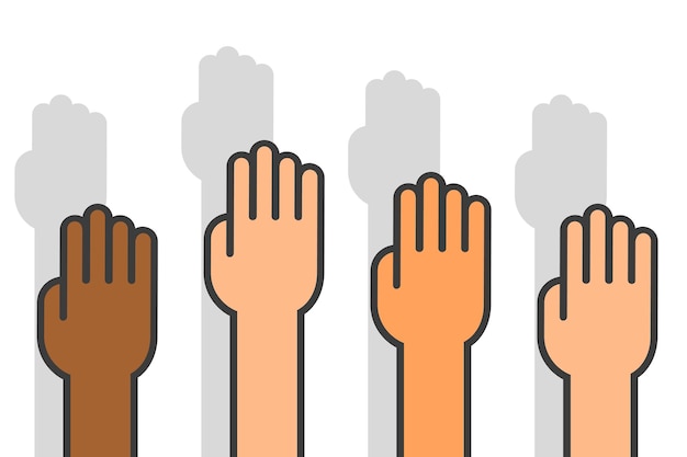 Handen omhoog. geen racisme illustratie