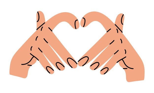 Handen tonen een hartvormig gebaar artistieke illustratie van een hand die een lijn tekent vingers tonen een hart