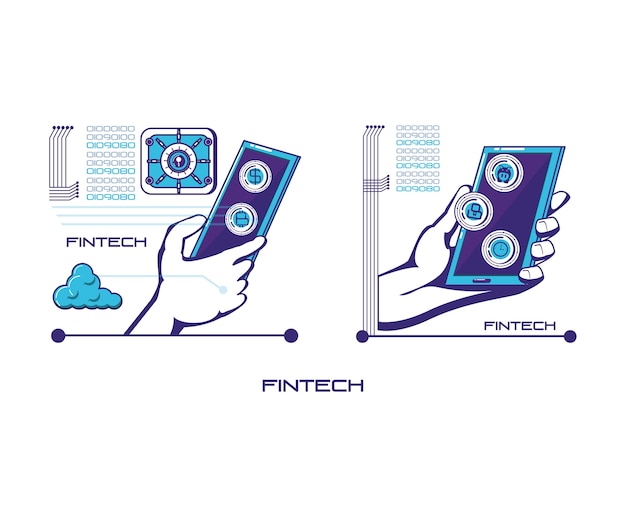 Handenmens met fintech vector de illustratieontwerp van pictogrammen