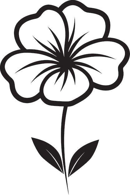 Handgemaakt bloem embleem Zwart ontwerp embleem Speelzaam Doodle Petal Monochroom Vectorized Frame