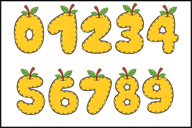 Handgemaakt Fruity nummer kleur creatieve kunst typografisch ontwerp