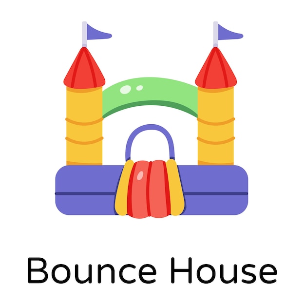 Handgemaakt plat icoon ontwerp van bounce huis