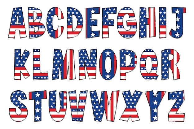 Handgemaakte Amerikaanse vlag letters kleur creatieve kunst typografisch ontwerp