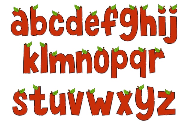 Handgemaakte apple letters kleur creatieve kunst typografisch ontwerp