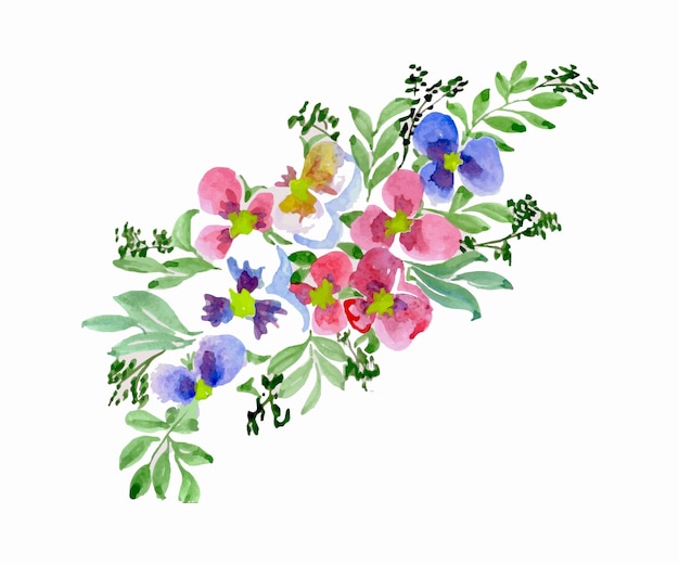 Vector handgemaakte bloemen aquarel art design