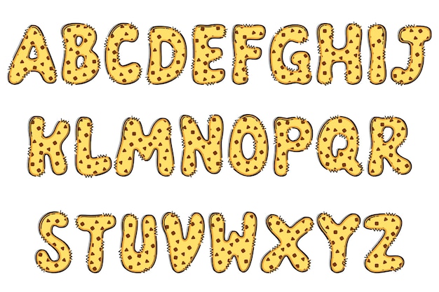 Handgemaakte Donut-letters kleuren creatief kunsttypografisch ontwerp