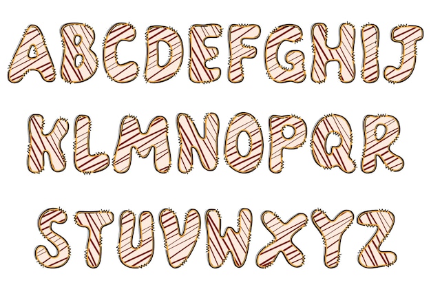 Handgemaakte Donut-letters kleuren creatief kunsttypografisch ontwerp