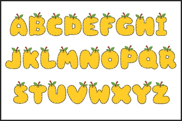 Vector handgemaakte fruity letters kleur creatieve kunst typografisch ontwerp