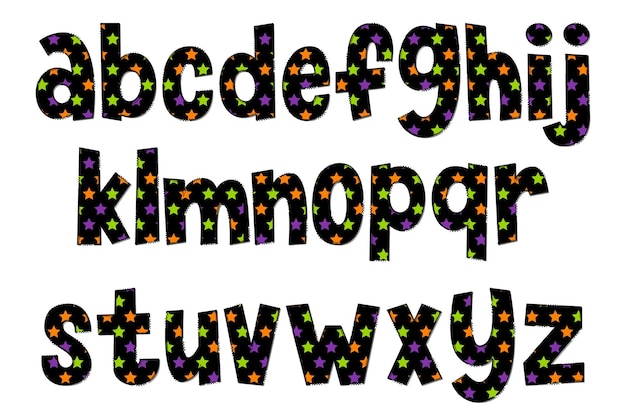 Vector handgemaakte halloween party letters kleur creatieve kunst typografisch ontwerp