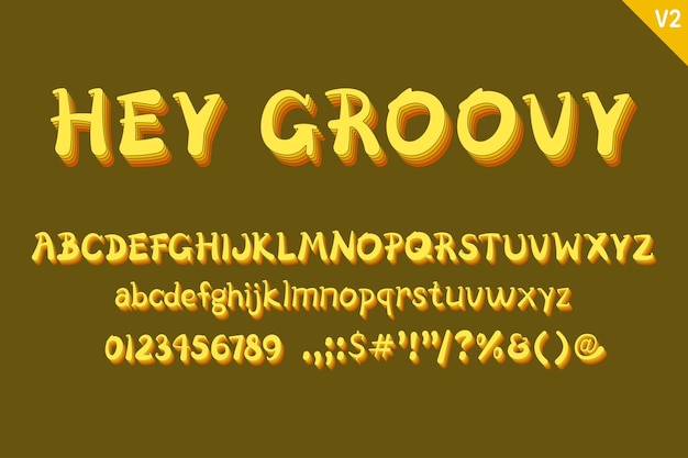 Handgemaakte Hey Groovy Letters Kleur Creatieve Kunst Typografisch Ontwerp