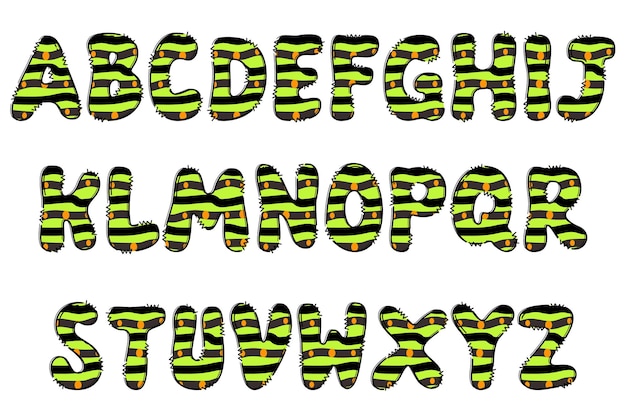 Handgemaakte insectenletters kleuren creatief kunsttypografisch ontwerp