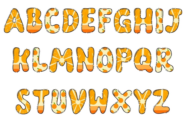 Handgemaakte Oranje Fruit letters kleur creatieve kunst typografisch ontwerp