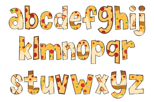 Handgemaakte Pizza Letters Kleur Creatieve Kunst Typografisch Ontwerp