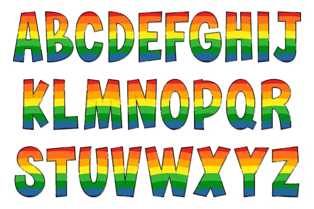 Handgemaakte Rainbow Letters Kleur Creatieve Kunst Typografisch Ontwerp