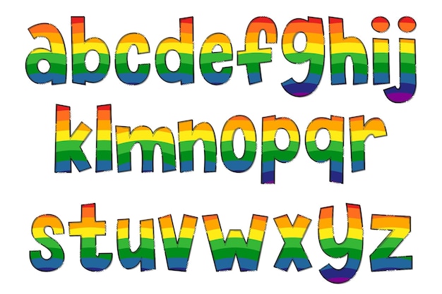 Vector handgemaakte rainbow letters kleur creatieve kunst typografisch ontwerp