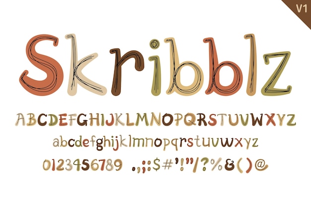 Handgemaakte skribblz letters kleur creatieve kunst typografisch ontwerp