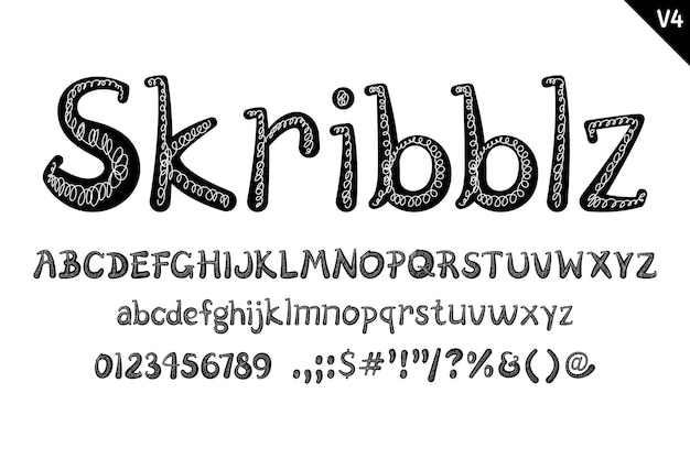 Handgemaakte skribblz letters kleur creatieve kunst typografisch ontwerp