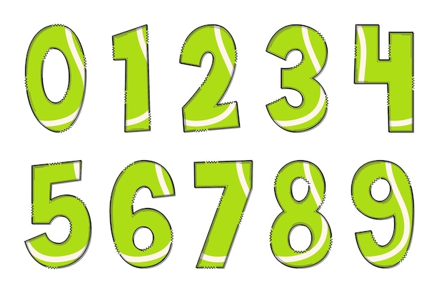 Handgemaakte sportballen nummer kleur creatieve kunst typografisch ontwerp
