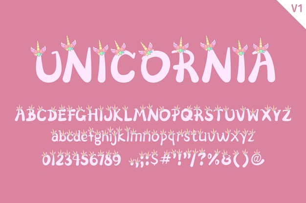 Handgemaakte Unicornia Letters Kleur Creatieve Kunst Typografisch Ontwerp