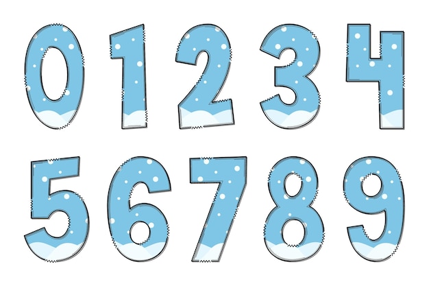 Vector handgemaakte wintertijd nummer kleur creatieve kunst typografisch ontwerp