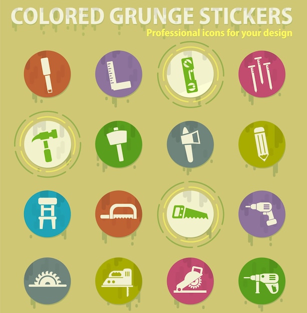 Handgereedschap gekleurde grunge pictogrammen