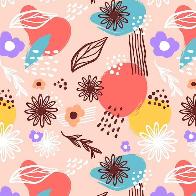 Handgeschilderde abstract floral patroon