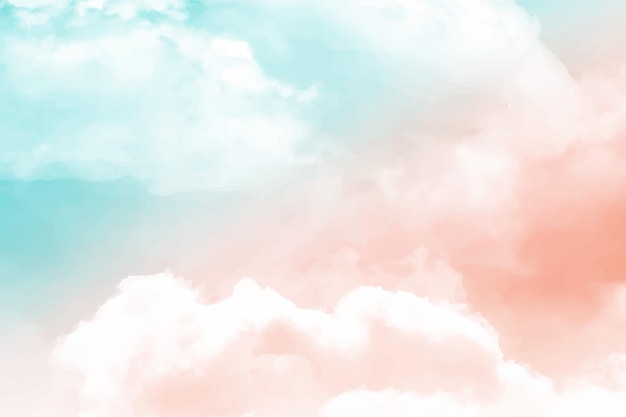 Handgeschilderde aquarel pastel sky cloud achtergrond