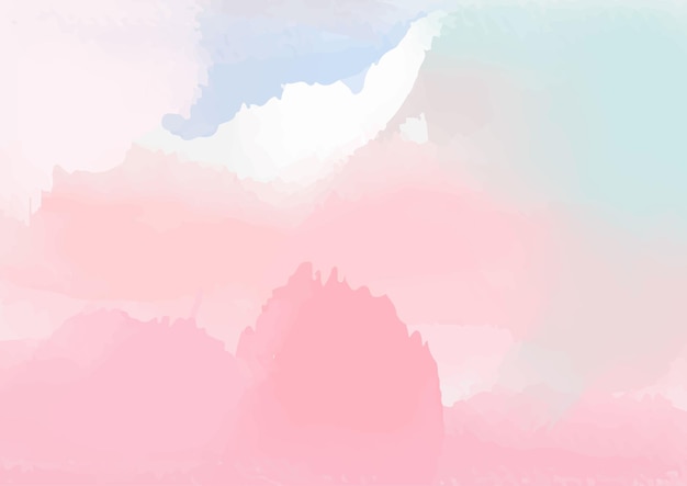 Handgeschilderde aquarel roze en wolken vector illustratie