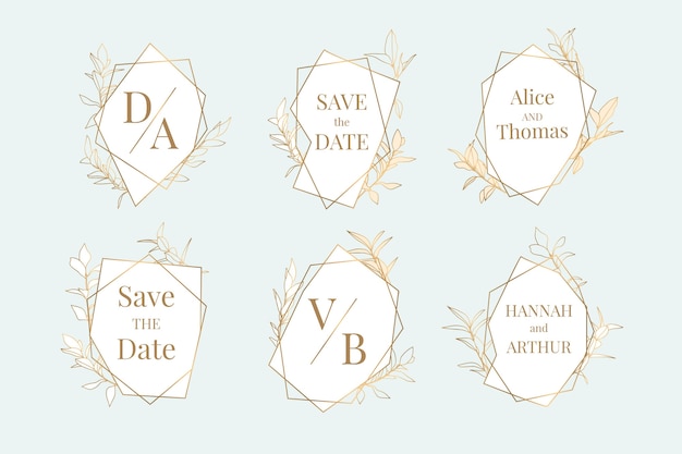 Handgeschilderde bruiloft lineaire platte bruiloft monogrammen collectie