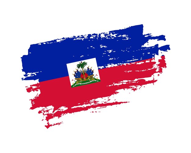 Handgeschilderde Haïti grunge brush stijl vlag op stevige achtergrond