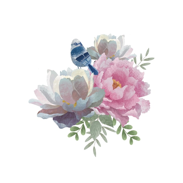 handgeschilderde pioen bloem afbeelding achtergrond