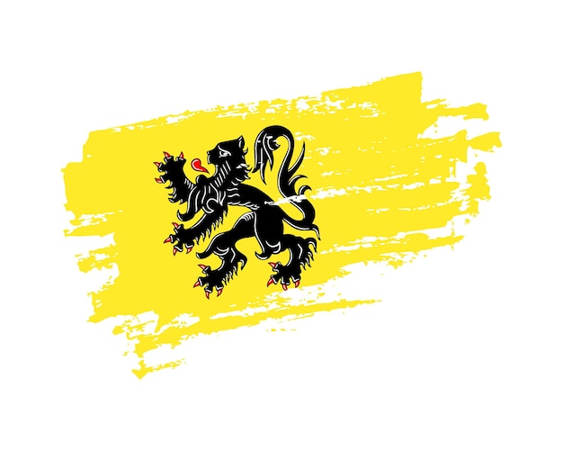 Handgeschilderde vlag van Vlaanderen grunge brush stijl op stevige achtergrond