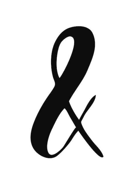 Handgeschilderde zwarte inkt ampersand symbool geïsoleerd op wit