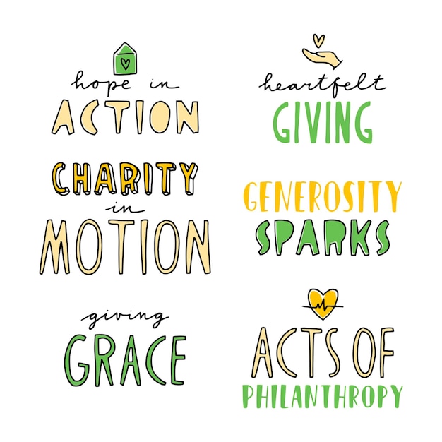 Vector handgeschreven citaten over liefdadigheid