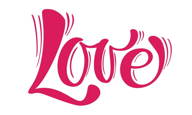Handgeschreven inscriptie LIEFDE en hart Happy Valentines day card romantisch citaat voor design