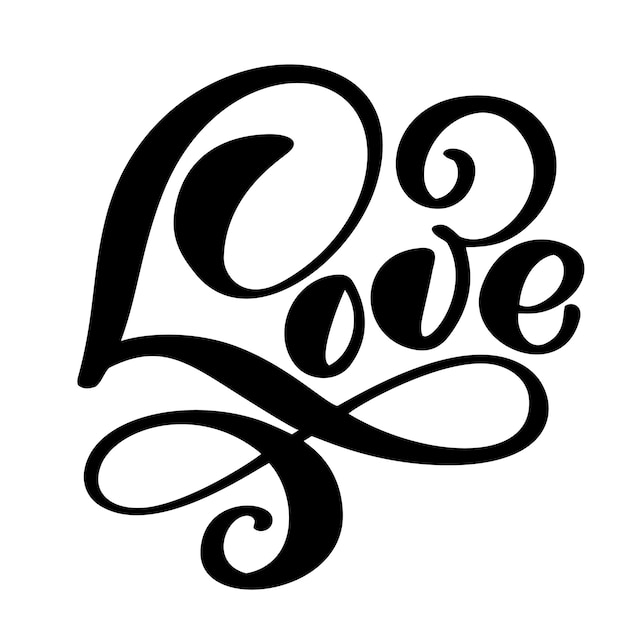 Handgeschreven inscriptie LOVE Happy Valentines day card romantisch citaat voor ontwerp wenskaart