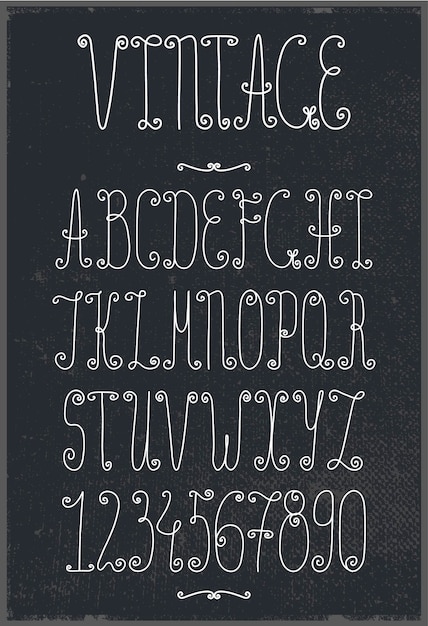 Handgeschreven kalligrafie citaat lettertype - letters met krullen, versierd. vintage handgetekende lettertype