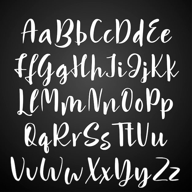 Handgeschreven kalligrafie lettertype Vector alfabet Handgetekende letters