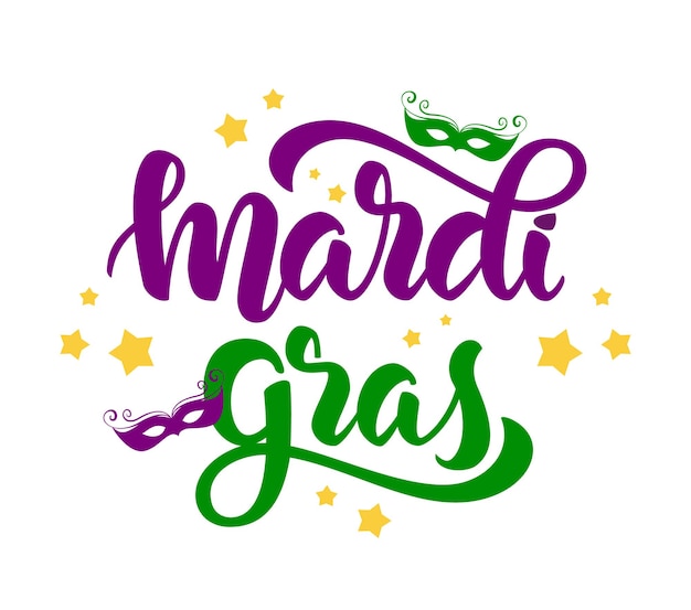 Vector handgeschreven moderne borstelbelettering van mardi gras