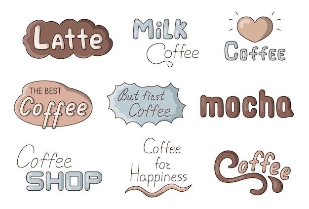 Vector handgeschreven tekst koffieshop café citaat kalligrafie typografie vectortekst