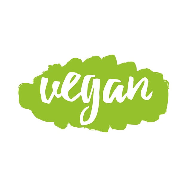 Handgeschreven vector belettering label vegan voor print sticker teken tag op de groene plek