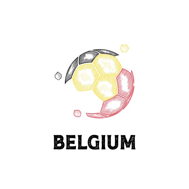 Handgetekend Abstract België Voetbal Logo ontwerpt vector Voetbalkampioenschap banner vector